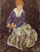 Egon Schiele Portrait of Edith Schiele Seated France oil painting artist